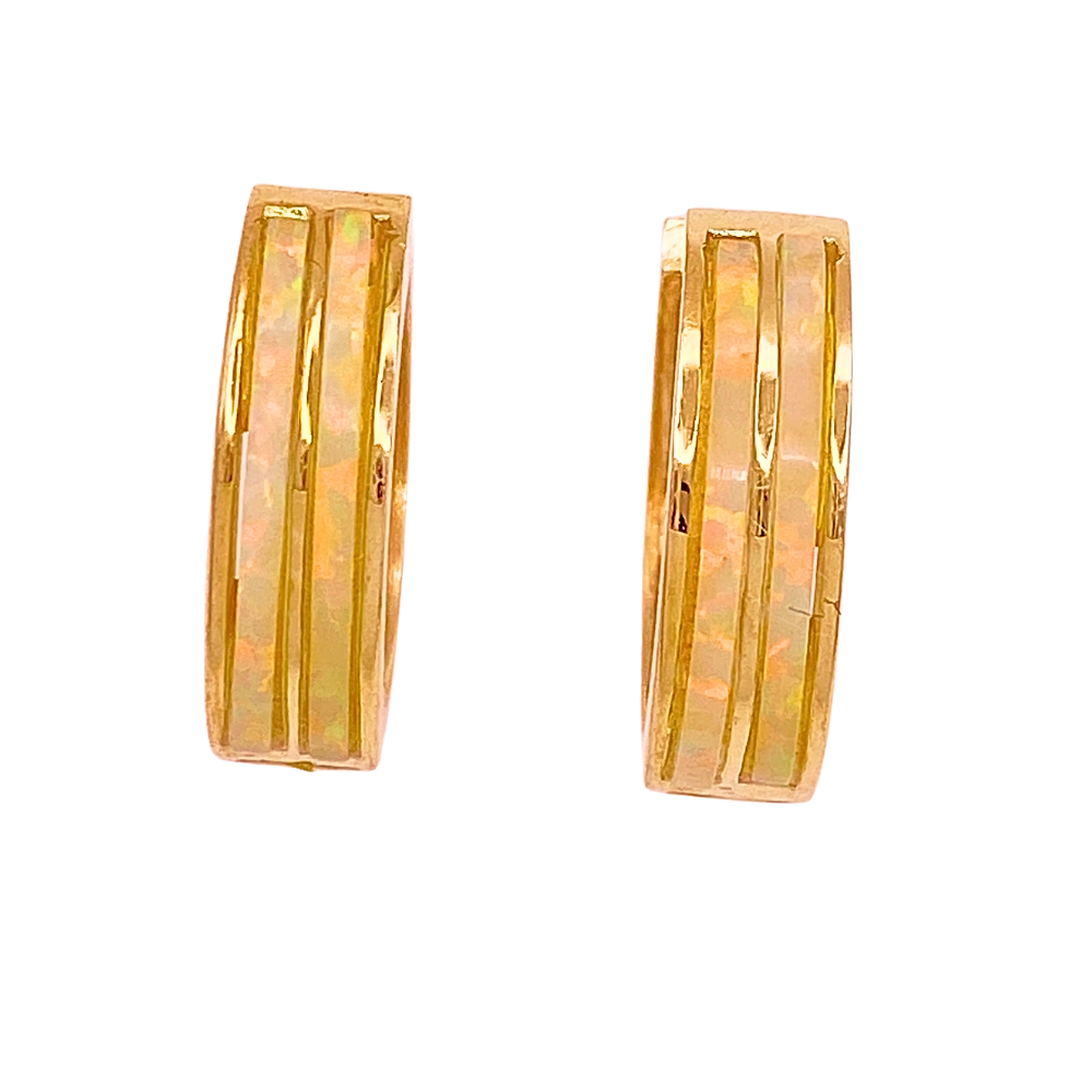 Vintage Ear Cuffs 14K Gold Opal Inlay