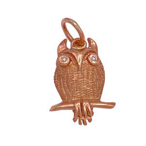 Owl Charm 14K Diamond