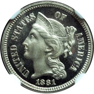1881 Three Cent Nickel Proof PF66 Ultra Cameo NGC