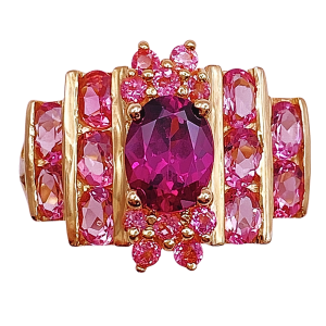 Rubellite and Pink Tourmaline Fashion Ring 14K Gold 4.55 Carat TW