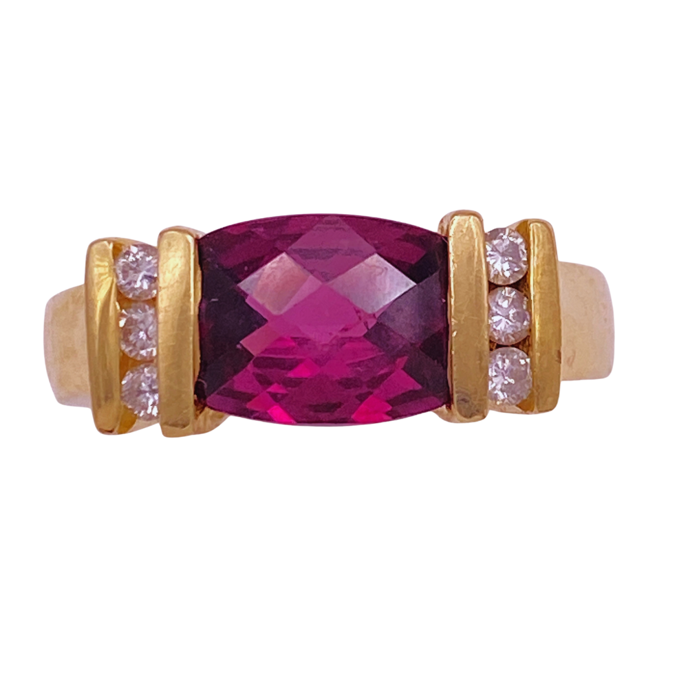 Pink Tourmaline and Diamond Ring 14K Gold 2.06 Carat TGW