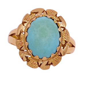 Turquoise Cabochon Vintage Ring 14KYG