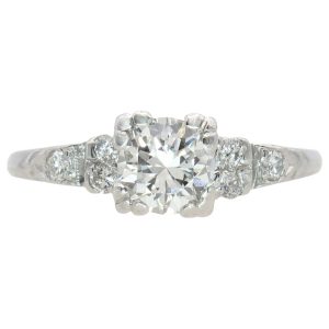 Vintage 1930's 0.76ct Round Diamond with Accents Engagement Ring in Platinum
