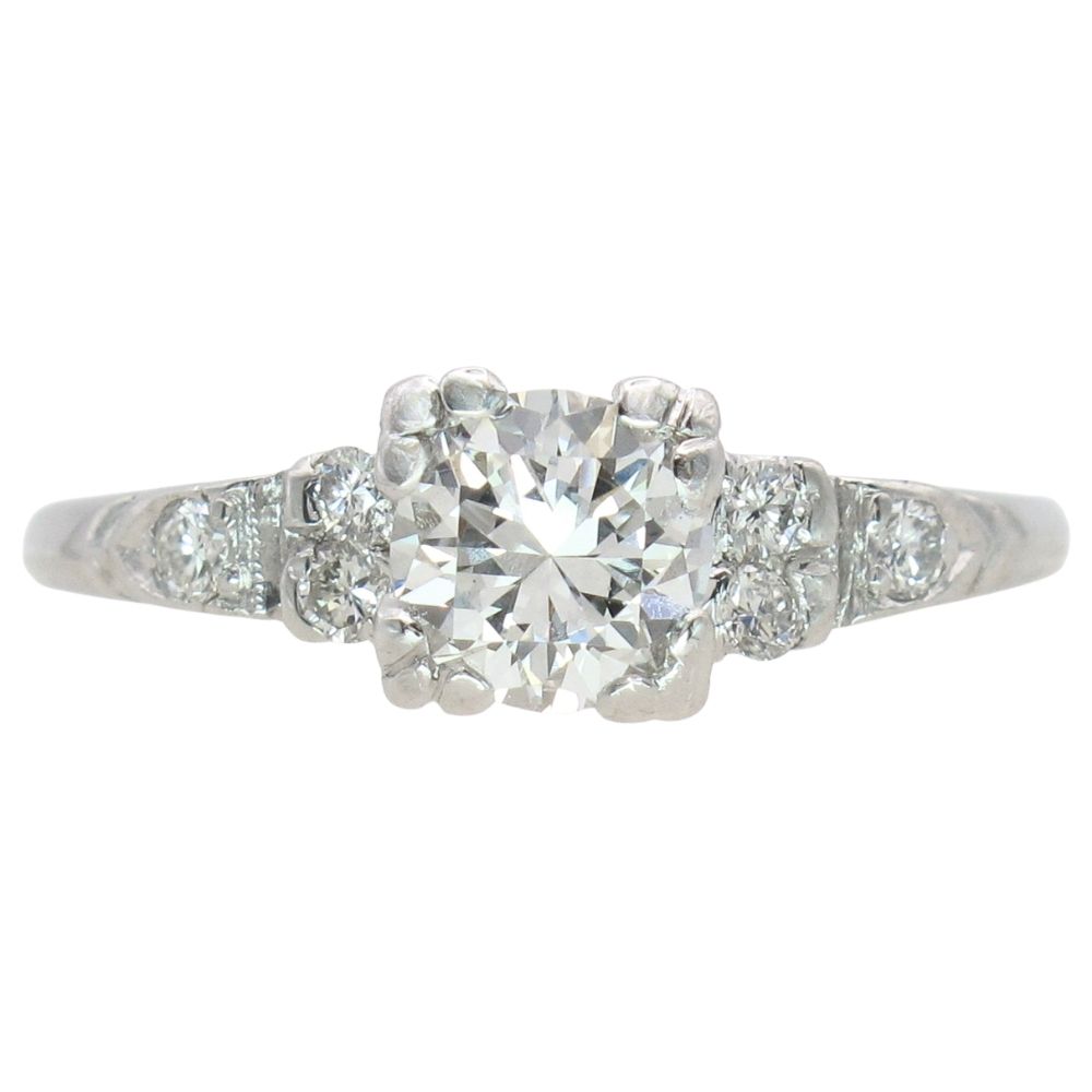 1930’s 0.76ct Round Diamond with Accents Vintage Engagement Ring Platinum