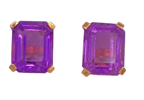 Vintage Amethyst Stud Earrings 4.50 ctw 14K Gold