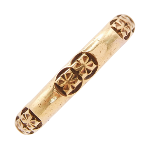 Vintage Mid Century Mens Engraved Pattern Wedding Band Angle