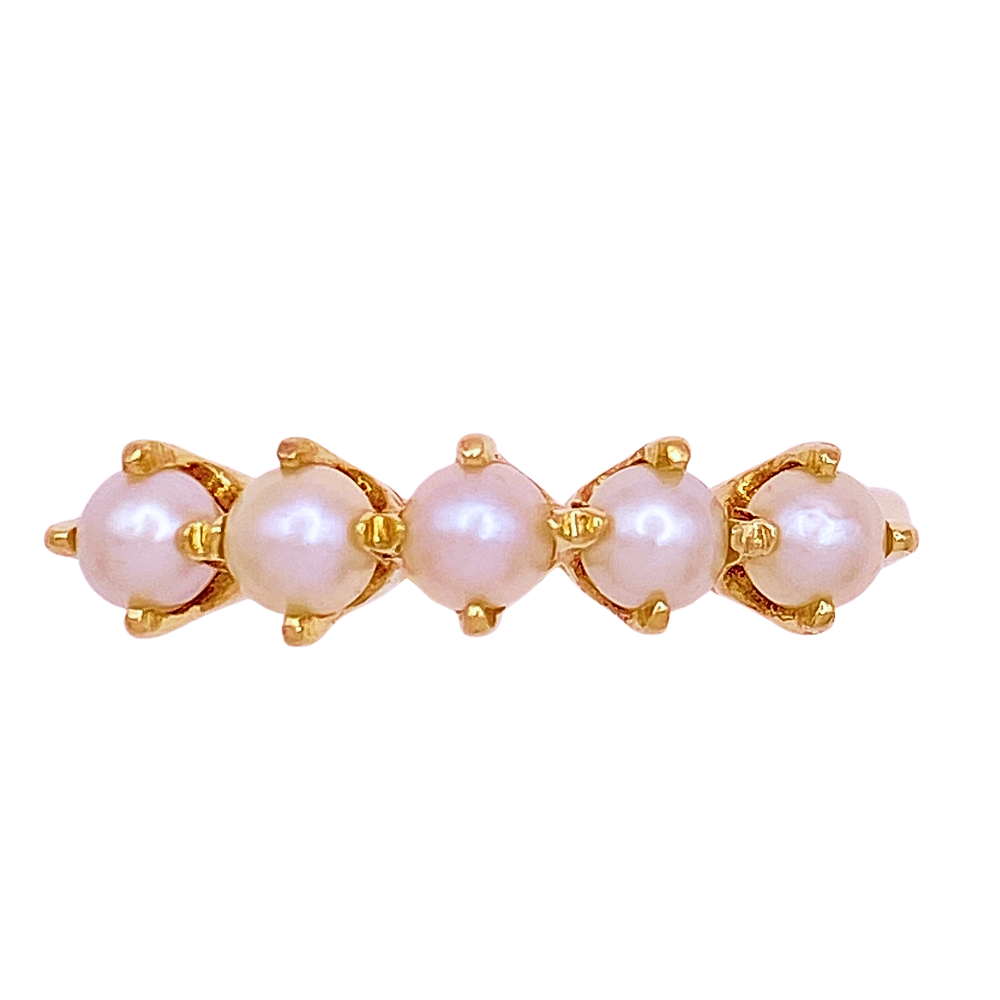 Vintage Cultured Pearl Band Ring 14K Gold