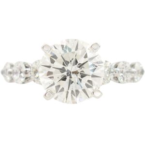 3.34ctw Round Diamond Engagement Ring 14K White Gold front