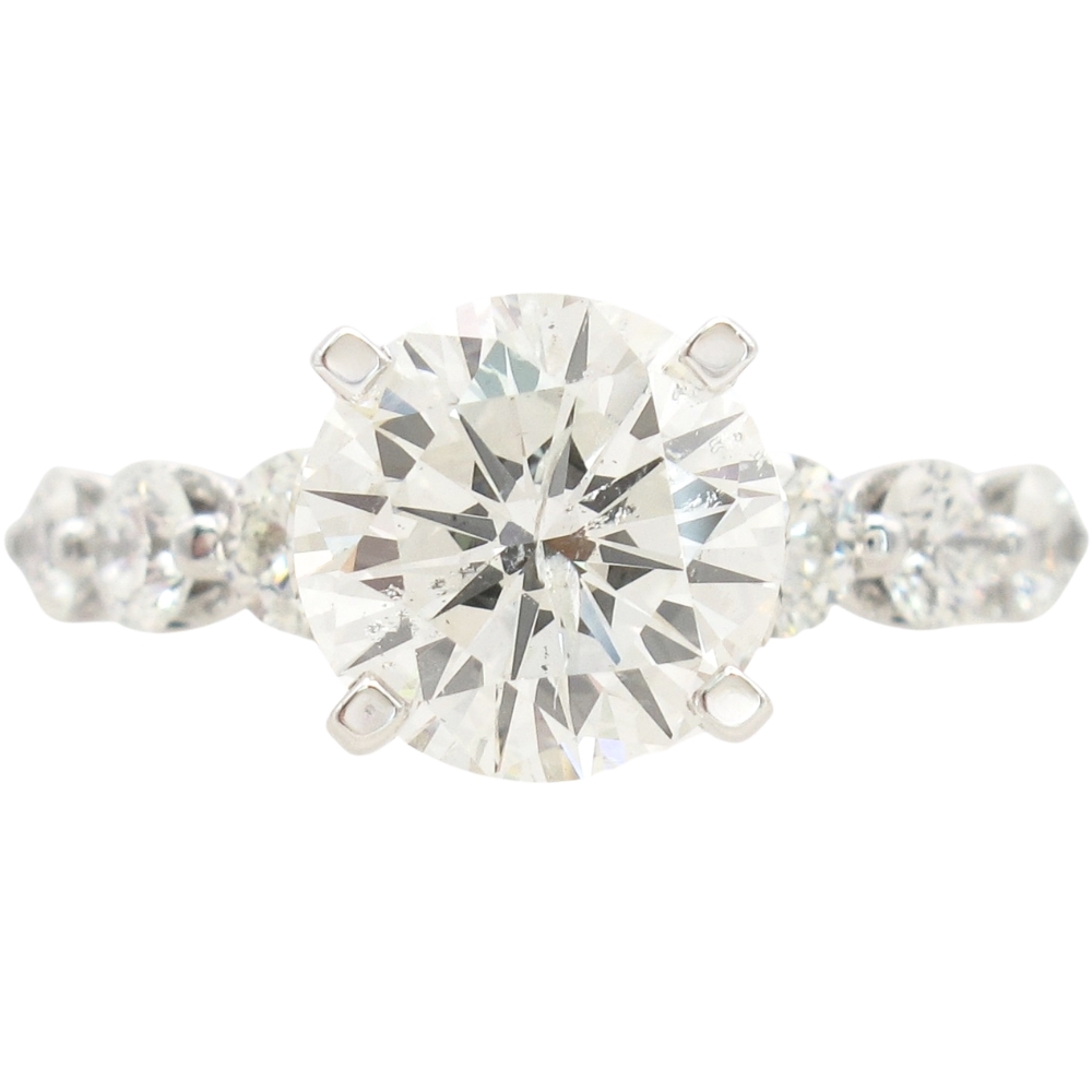 3.34ctw Round Diamond Engagement Ring 14K White Gold