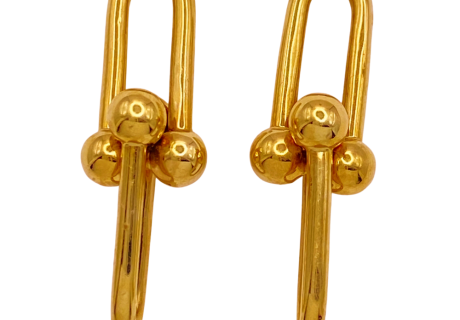 Articulated Hardware Dangle Earrings 18KYG