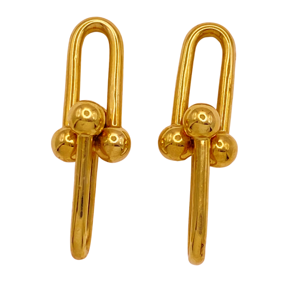 Articulated Hardware Dangle Earrings 18K Gold