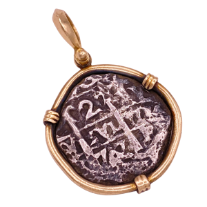 Authentic 2 Reales Shipwreck Pendant 14KYG