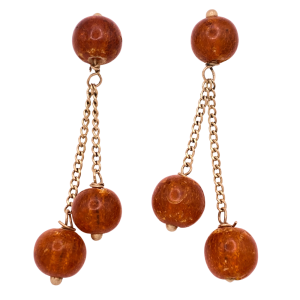 Baltic Amber Bead Dangle Earrings 14KYG