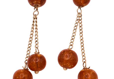 Baltic Amber Bead Dangle Earrings 14KYG
