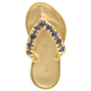 Blue Sapphire Flip-Flop Shoe Charm or Pendant 14K Gold front