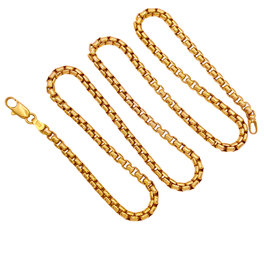 Chunky Box Link Chain Necklace 14K Gold 20 Inch Length 12.2 Grams