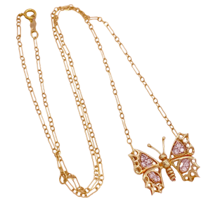 Diamond Butterfly Necklace 14KTTG