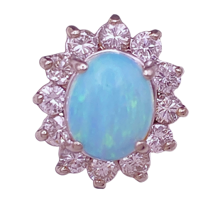Diamond Halo Opal Ring 14KWG