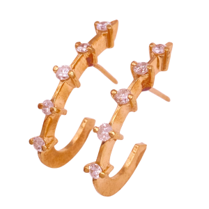 Diamond J Hoop Earrings 14KYG