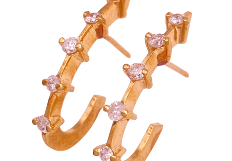 Diamond J Hoop Earrings 14KYG