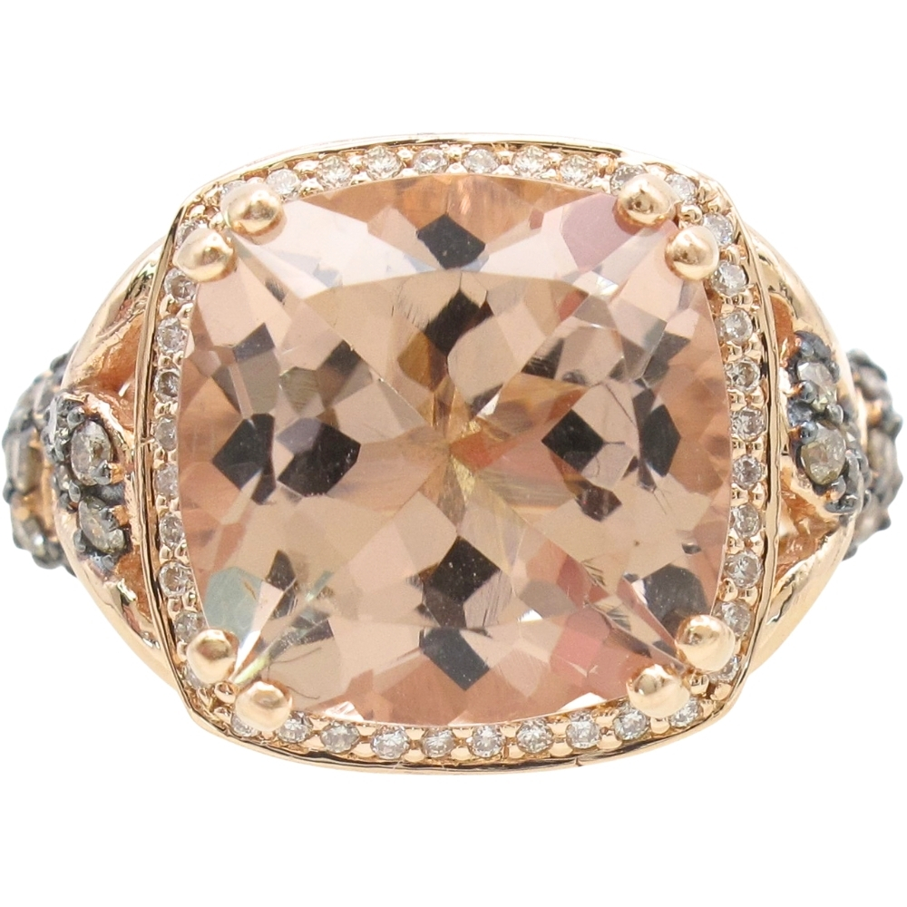 Le Vian 5.42ctw Morganite Ring with Diamond Accents in 14K Rose Gold
