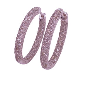 Micro Pave Diamond Inside-Out Hoops 14KWG