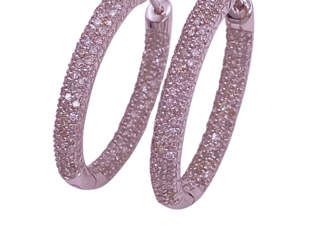 Micro Pave Diamond Inside-Out Hoops 14KWG