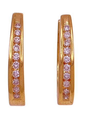 Diamond Oval Hoop Earrings .40 Carat TW 14K Gold Reversible Design