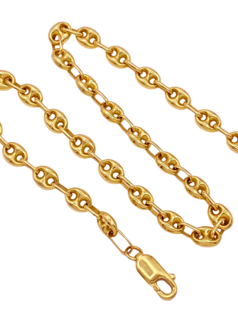 Puff Gucci Link Anklet 14K Gold 10.5 Inch Length 6.2 Grams