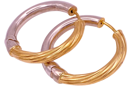 Reversible Chunky Hoop earrings 14KTTG