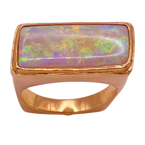 Square Shank Natural Opal Ring 14KYG