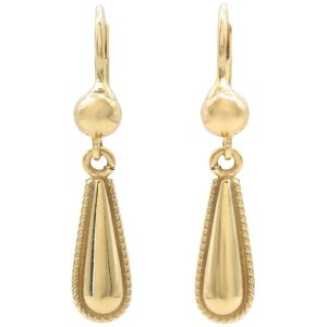 Teardrop Dangle Leverback Earrings 14K Gold front