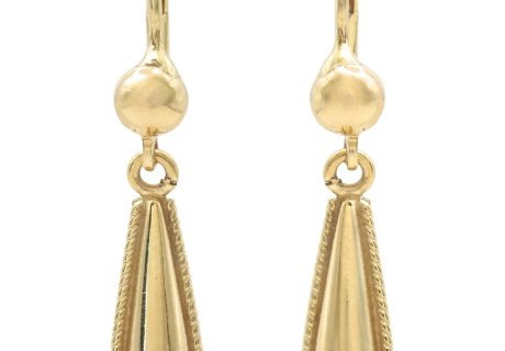 Teardrop Dangle Leverback Earrings 14K Gold front