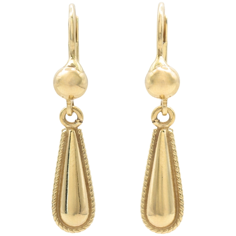 Teardrop Dangle Leverback Earrings 14K Gold