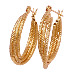 Triple Hoop Earrings 14KYG