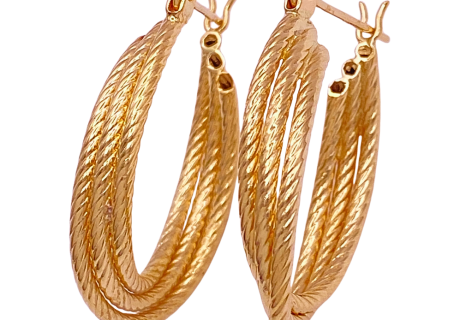 Triple Hoop Earrings 14KYG