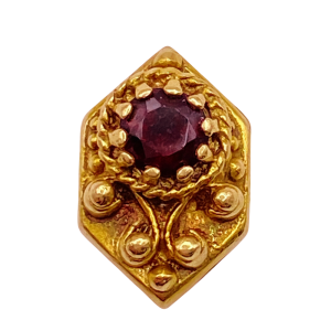 Victorian Era Slide Charm 14KYG Garnet