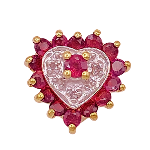 Victorian Revival Heart Slide Ruby Diamond 14K Gold