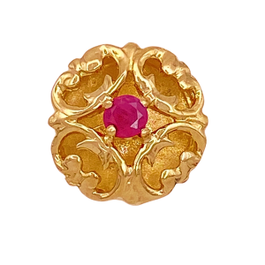 Victorian Revival Slide Charm 14K Gold Ruby