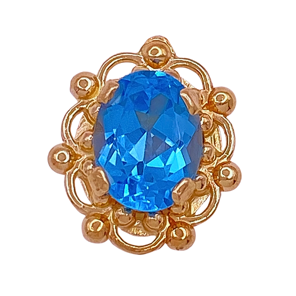 Victorian Revival Vintage Slide 14K Gold Blue Topaz 2.40 Carat