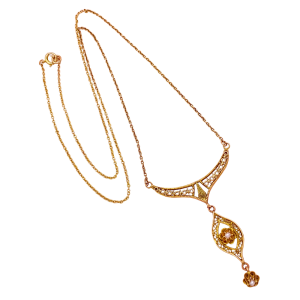 Victorian Seed Pearl Lavaliere Necklace